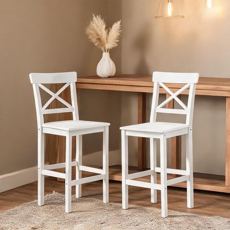 Tabouret de bar branco en madeira de Pinho 41 x 46 x 97,5 cm (1/5)