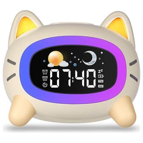 Despertador infantil digital con máquina de sonidos, luz colorida, función snooze y temporizador, ideal para niñas, niños y adolescentes (1/5)