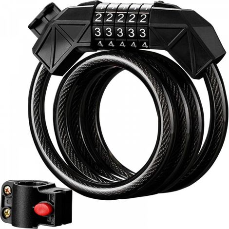 Antivol de vélo de haute qualité, antivol de vélo, haute sécurité, réinitialisable à 5 chiffres, antivol de vélo de scooter, moto, vélo, antivol à combinaison (1/4)