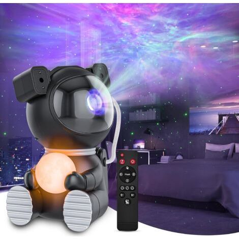 Projecteur d'astronaute, projecteur de galaxie pour chambre, projecteur d'étoiles avec lumière lunaire, veilleuse LED pour enfants, décoration de chambre, fête, cadeau, noir (1/5)