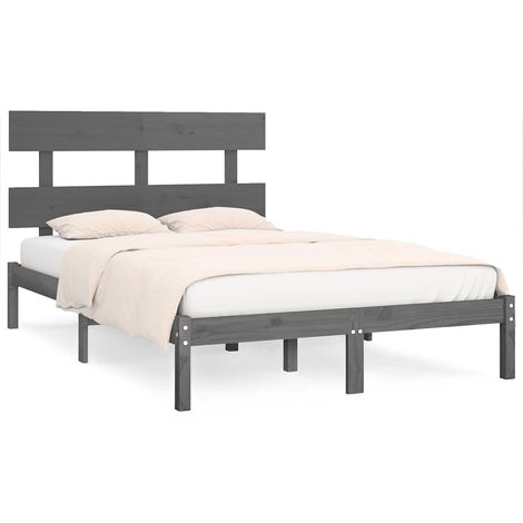Maison Exclusive - Massivholzbett Grau 200x200 cm (1/5)
