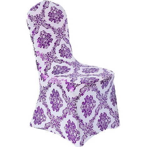 Housses de chaises de salle à manger à imprimé floral doré bronze, amovibles et lavables, en spandex extensible, pour décoration de fêtes, mariages et maison, rouge violacé (1/5)