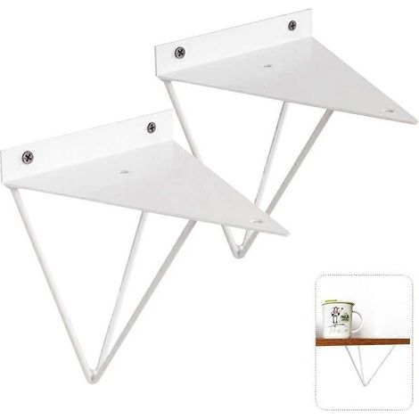 Console triangulaire vintage, 2 pièces, or/blanc/noir, étagère murale décorative en métal forgé pour salle de bain, cuisine - AquaForge (1/5)