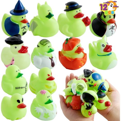 Lot de 12 canards phosphorescents pour Halloween, jouets de bain, canards en caoutchouc pour prix scolaires, canards phosphorescents pour les tours ou les traitements de sacs à friandises (1/5)