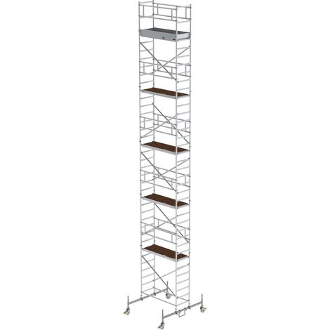 Günzburger Steigtechnik Echafaudage roulant 0,75 x 1,8 m avec embase roulante Hauteur de plate-forme 10,45 m - 154045 (1/4)