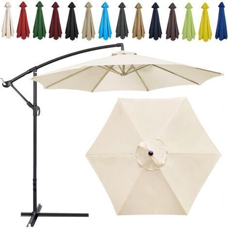 (Color:White）Auvent De Remplacement Pour Parasol,300 CM, 8 Baleines, Tissu De Rechange Pour Parasol, Toile De Rechange Pour Parasol Remplacez L'ancien Auvent Auvent De Rechange (1/5)