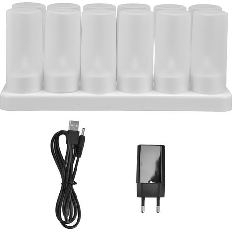 Wiederaufladbare, flammenlose LED-Lampe 100–240 V, kabellose elektrische Kerze mit EU-Stecker, wiederverwendbare Stimmungsleuchte (1/5)