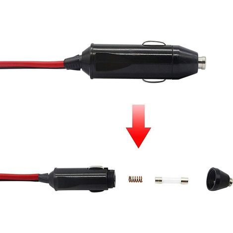 1 à 3 Allume-Cigare Cable D'extension,Voiture Allume Cigare Socket Male vers Femelle,DC 12V 24V Adaptateur Répartiteur 1 à 3 Splitter avec lumières LED Prise Male Avec Fusible