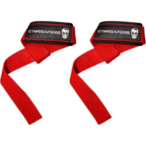 Bracelets de poignet utilisés pour l'haltérophilie, le bodybuilding, la force athlétique, le renforcement musculaire et le soulevé de terre - 18 pouces en néoprène doublé de coton (rouge) (1/4)