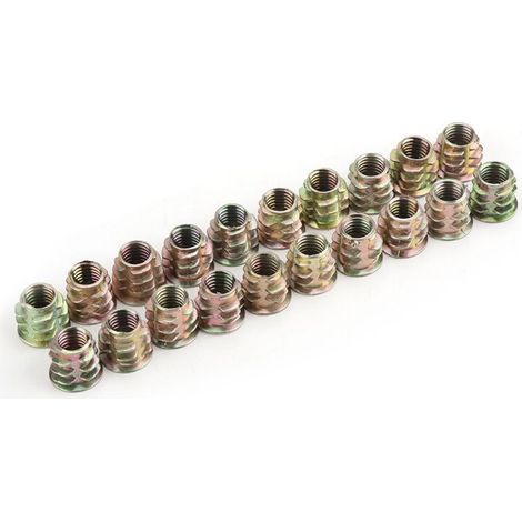 20 écrous à tête hexagonale M8 15 mm en alliage de zinc pour meubles, filetés pour inserts en bois