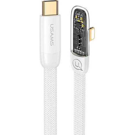 Cable USB-C a Lightning en ángulo usams de 1,2 m con carga rápida, color blanco (1/5)