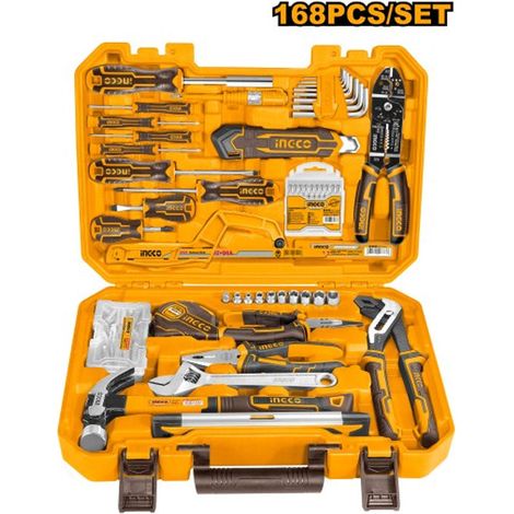 Mallette de 168 outils à main et chevilles et vis - INGCO - HKTHP21681