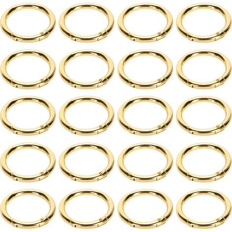 20 Pièces Ressorts à Bagues 4cm Diamètre 0.5cm Épaisseur Cuivre Solide Compacts Fermoirs à Ressort pour Porte-clés Collier Bijoux DIY Doré (1/5)