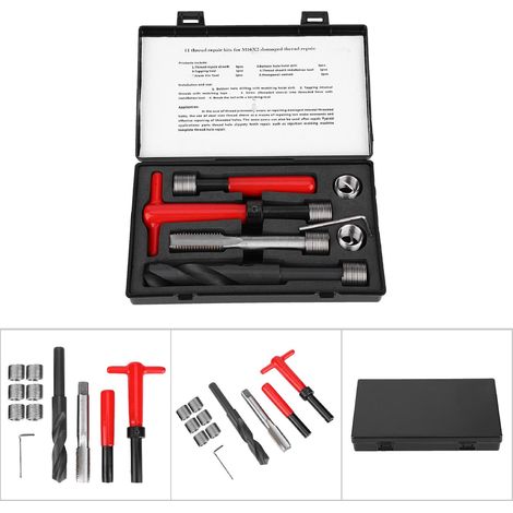 SJLERST Kit de Réparation de Filetage M16x2, Clé de Foret Torsadée en Acier Inoxydable Insert Fileté (1/5)