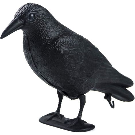 Leurre de corbeau, leurre de corbeau en plastique pour la chasse, leurre de corbeau floqué noir avec piquets pour la décoration d'Halloween, déco (1/5)