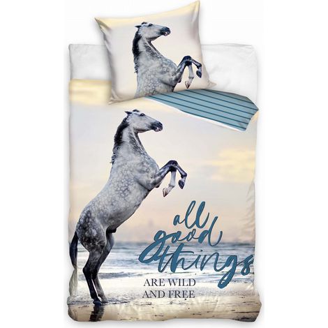 Parure de lit en coton 160x200 Cheval Coton (1/3)