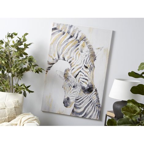 Bedruckte Leinwand Zebras 50 % Öl 80 x 120 cm. 80 x 3 x 120 cm