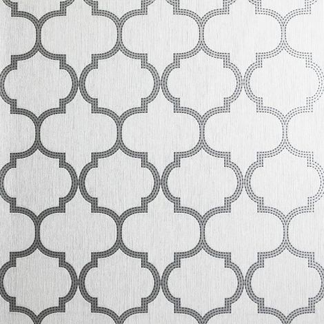 Beaded Trellis Wallpaper Arthouse Grey Silver Glitter Vinyl Textured (1/2)