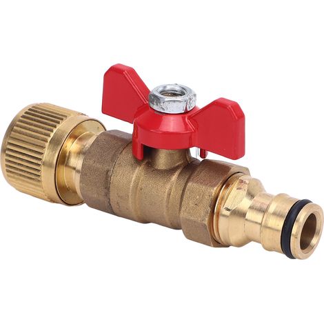 Adaptateur de tuyau d'eau à filetage femelle-mâle NPT 3/8" avec vanne à bille quart de tour pour nettoyeur haute pression et tuyau de voiture (1/5)