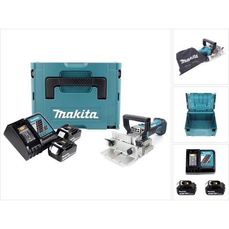 Makita BPJ 180 RFJ Fresatrice lamellare a batteria 18V + 2x Batterie 3,0Ah + Caricabatterie + Valigetta MAKPAC
