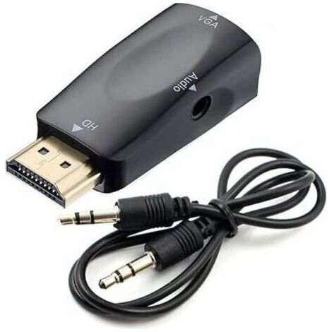Convertisseur HDMI vers VGA - Câble audio - Résolution vidéo - Adaptateur compact avec transmission audio - Jack 3,5 mm (1/4)
