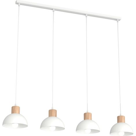 Suspension scandinave blanche bois 4xE27 Emibig Seco (1/5)