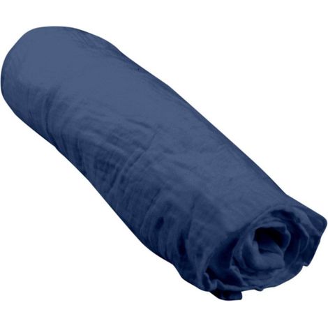 Drap Housse Bébé "Extensible" 70x140cm Bleu Foncé (1/4)