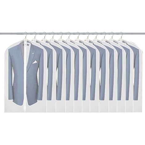 Sacs à vêtements, 12 pièces, 60x100 cm, housses PEVA respirantes avec zip, pour manteaux, rangement étanche anti-mites (1/5)
