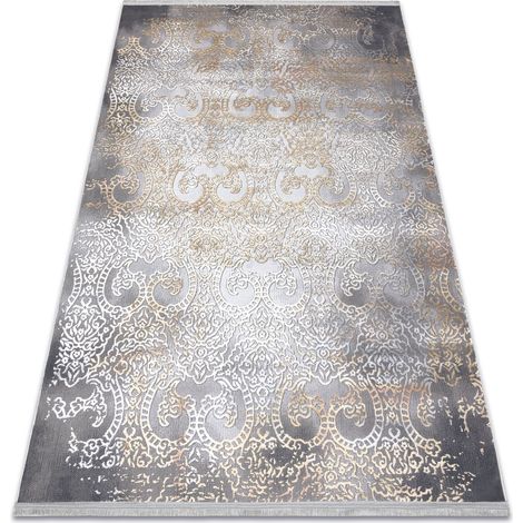 Modern LUCE 84 Teppich Ornament vintage - Strukturell grau / Senf grey 115x170 cm