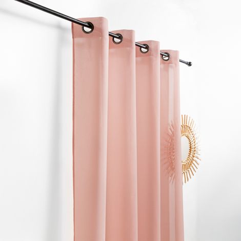 Voilage - Effet naturel avec fils en relief Rose 145x240 cm (1/2)