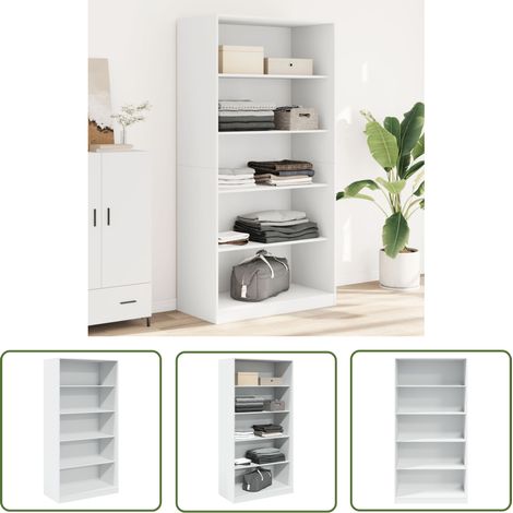 The Living Store Garde-robe Blanc 100x50x200 cm Bois d'ingénierie - Armoire Blanche - Placard Blanc - Dressing Blanc - Meuble Rangement - Commode (1/5)