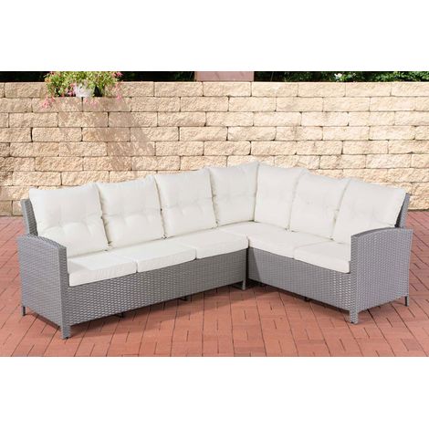 Polyrattan L Garnitur Minari ohne Tisch grau cremeweiß (1/5)