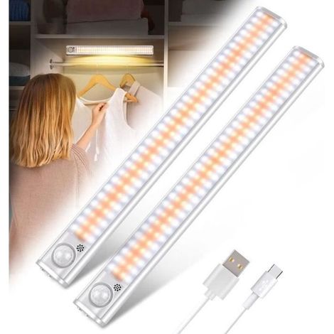 120 LED Cabinet Light Wireless Closet Lighting Magnet Rechargeable USB Dimming Portable Auto Lighting (2ps) (1/4)