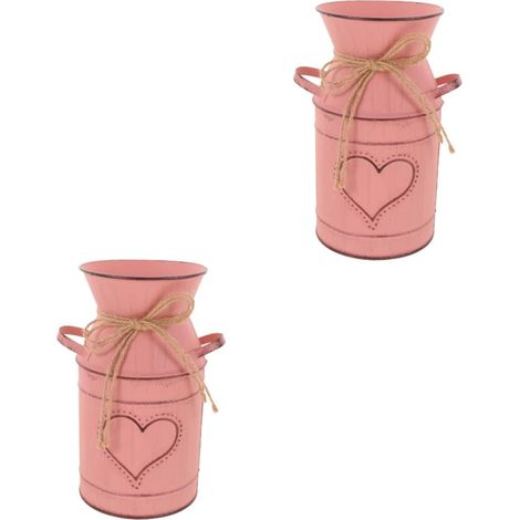 2pièces Vase à Fleurs Vintage Métal Pot à Lait Décoratif pour Arrangements Floraux Élégance Rustique pour Table Et Intérieur pour Fleurs Fraîches Et Séchées (1/5)