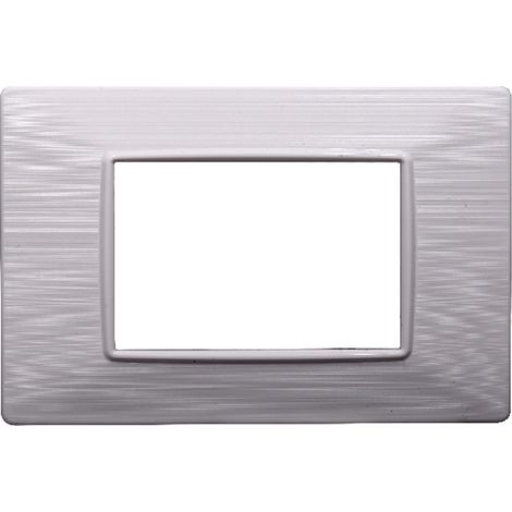 Placca compatibile Vimar Plana 3 moduli plastica colore bianco satinato Ettroit EV85301 (1/5)