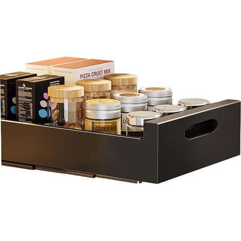 Tiroir télescopique extensible - Organiseur de cuisine (25 x 43 x 9 cm (l x P x H) - Organisateur d'armoire, étagères de rangement pour armoires de cuisine, pantry, organisation sous l'évier (1/5)