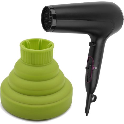 Diffuseur Universel pour Sèche-Cheveux Pliable en Silicone - Accessoire de Voyage Compact Vert (1/5)