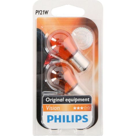 Set mit 2 Lampen (PY21W) 12V BAU15S 21W im Blister, orange Licht, Philips