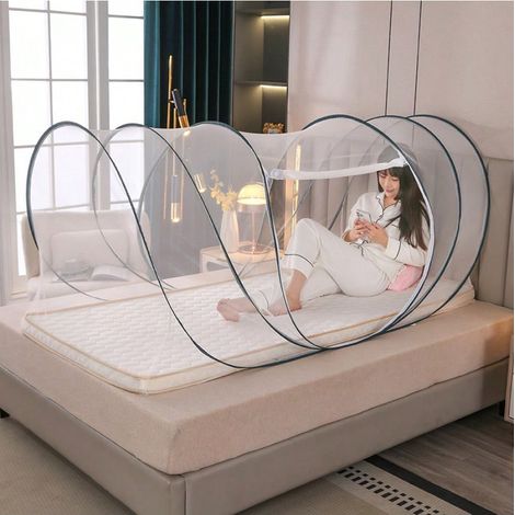 Moustiquaire de lit pour dortoir étudiant, lit superposé, hôtel voyage, lit de sol portable, moustiquaire extérieure avec éclairage LED, protection anti-moustiques, usage camping et chambre (1/3)