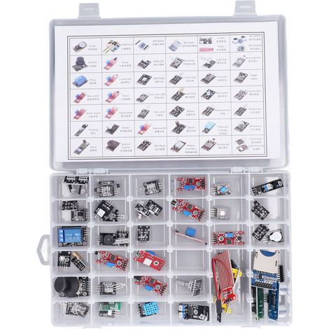 Kit de 45 composants électroniques pour Raspberry Pi : module de capteur, carte d'horloge et module de capteur de température (1/5)