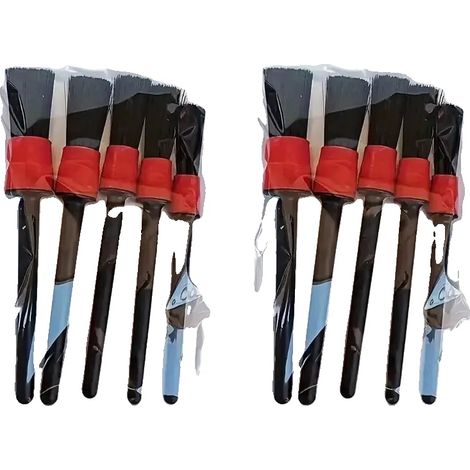 Ensemble de pinceaux de détail, poils synthétiques durables, design ergonomique, NOIR 10pcs (1/2)