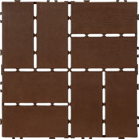 Jiubiaz Losetas para terraza, 11 piezas de 30 x 30 cm, losetas de plástico encajables, instalación rápida, losetas imitación madera antracita (1/5)