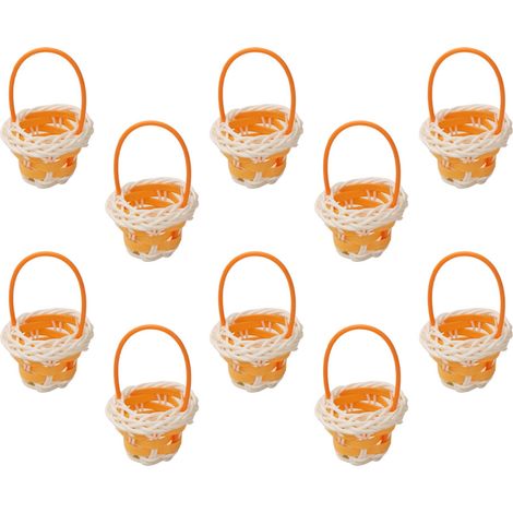Confezione da 10 mini cestini in plastica intrecciati a mano - Arancione