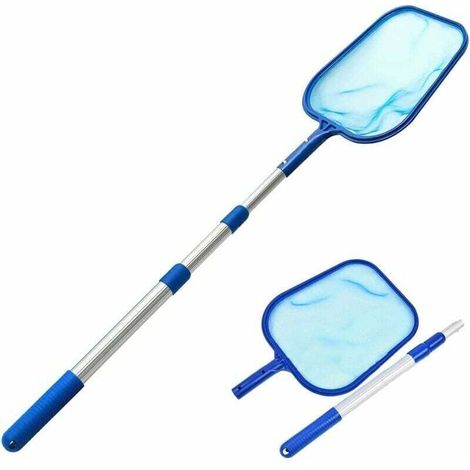 épuisette Piscine 150CM Filet écumeur avec 41in Manche Télescopique Epuisette Piscine Professionelle Maille Fine Kit Nettoyage Piscine pour Piscines, Spas, Bassins et Fontaines