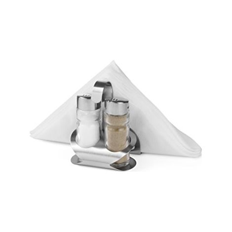 Hendi 465318 Set di spezie per sale e pepe in acciaio inossidabile con porta tovaglioli (1/3)