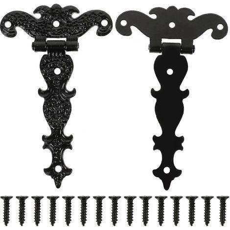 2 charnières robustes pour abris de jardin et portails en bois de style rétro (1/2)