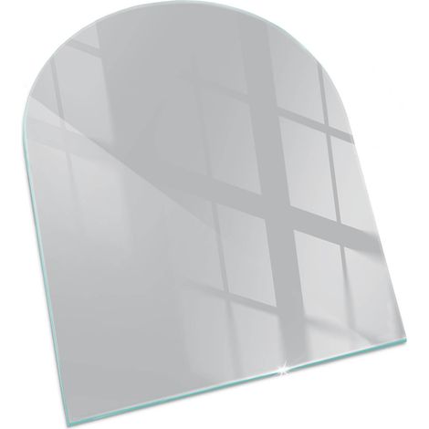 Plaque Rectangulaire de protection de sol en verre pour cheminée ou poêle moderne anti-chaleur et étincelles Couleur Gris clair 80x70 cm (1/5)