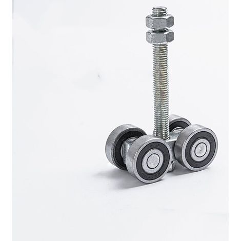 Sliding Door Trolley Set with Wheels, Galvanized Iron Rollers, Rustproof, 50 kg Capacity, Compact Size, White, Suitable for Tall Profiles and Outdoor Use