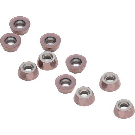 Satz mit 10 runden Hartmetall-Wendeschneidplatten RPMT10T3MOE-P für CNC-Holzdrehmaschinen, DIY-Drechselmesser, Bronzebeschichtung, Metallbearbeitungswerkzeuge, 10 Stück (1/5)