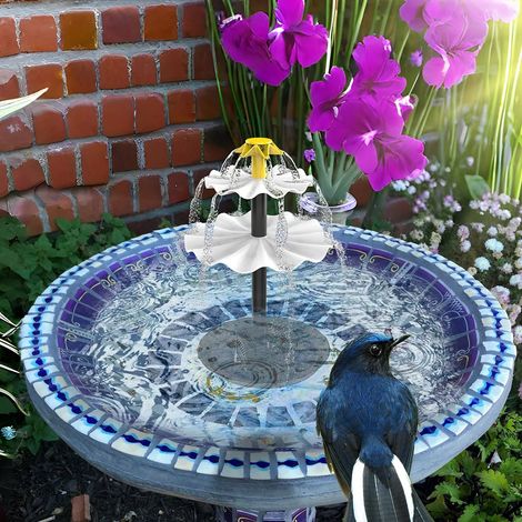 Fontaine décorative à 3 niveaux avec panneau solaire et bain d'oiseaux pour cour, patio ou balcon (1/5)